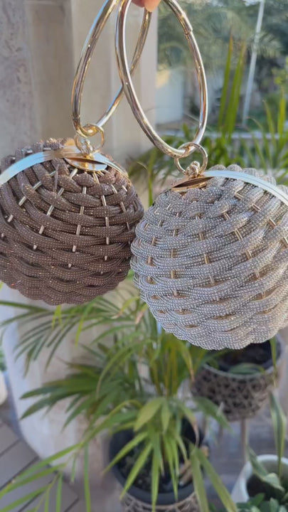 Clear UAE trendy round evening bag lifestyle shot
