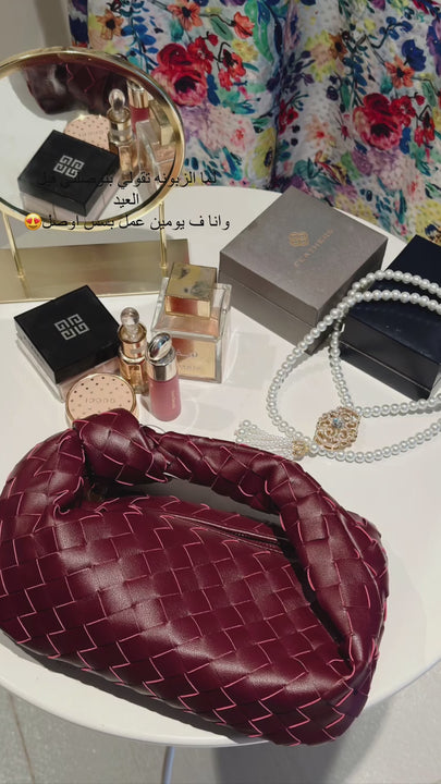 Teen Intrecciato Bag Red - Luxury Woven Bag UAE | Clear UAE
